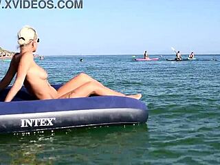 Nude Beach Blonde With Big Tits And Dolphins Tattoo Poses Naked