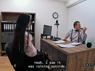 Soaked T-Shirt Leads to Teen's Wet Pussy Office Massage Fuck