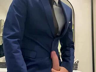 hot daddy jerks monster cock in public toilet