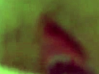 natural busty redhead masturbates closeup on clear dildo