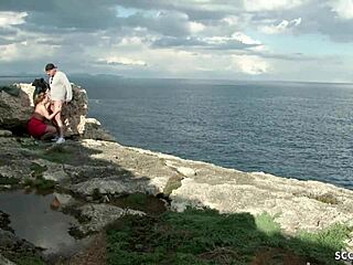 german teen couple fucks hard outdoor on mallorca vacation