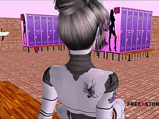 Sexy 3D robot girl poses hot then rides dick reverse cowgirl 😈🤖