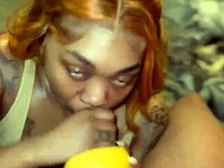 Grapefruit Technique Deepthroats Monster Black Cock to Facial Cumshot