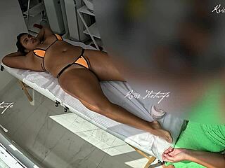 Micro bikini massage slips deep into her curves?