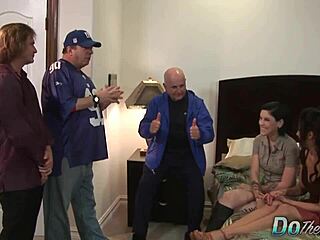 she stares hungrily as lesbian wife takes porn stud's hardcore pounding and creampie