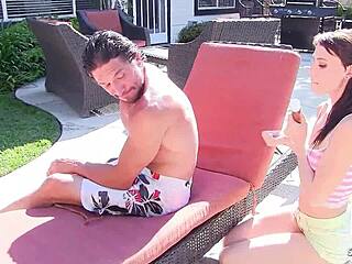 Slim pigtail stepdaughter seduces stepdad's monster cock for taboo ride and deepthroat choke after bet loss.