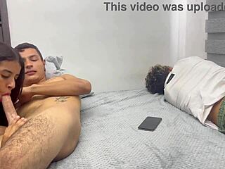 sharing the bed with stepbro and his bestie 😏🛏️