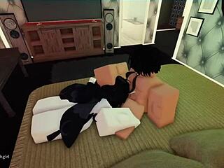 Roblox's cute moth girl chokes on rough throat fucking deepthroat