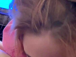 skinny blonde gags on rough facefuck in hoodie before massive cumshot explosion