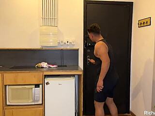 Skinny teen princess in lingerie blows old man's monster cock then gets fucked hard after cuckold wife leaves for work