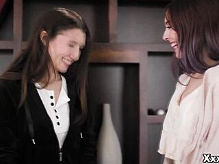 lauren phillips shows teen neighbor maya woulfe and lily larimar how to lick pussy right first time