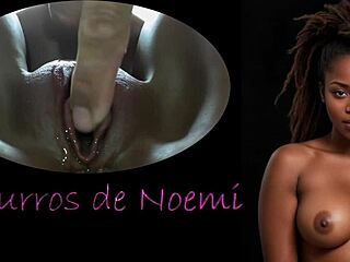 noemi's whispers got me stroking my cock to her shaved ebony pussy massage orgasm