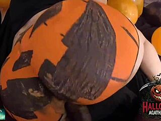 brazilian milf rams bbc into her halloween jack-o-lantern ass toy