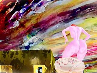 Robot Sex Doll Strips Teasing Fat Ass Close-Up RTX 3D Animation