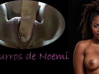 noemi's whispers got me stroking my cock to her shaved ebony pussy massage orgasm