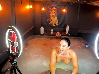 Sheena Ryder rides cock deepthroat blowjob in hot tub jacuzzi screaming