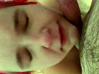 Submissive Amber Kneels for Daddy's Homemade Couple Blowjob Session