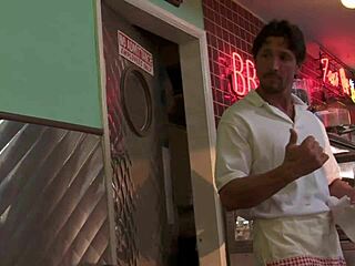 gemma massey, isis love and krissy lynn slobber on cocks in diner group bang