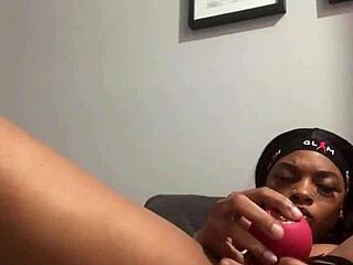 Kashofficials spreads hairy pussy wide for upclose clit fingering and wet toy play