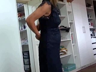 my latina wife slips into lingerie for party but sneaks back with best friend for bed fuck fest