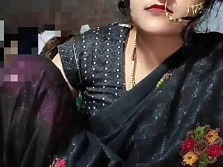 Indian Beautiful Bhabhi Pisses In Black Saree At Country Ranch Wedding!