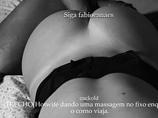 hotwife massages monsters bbc while cuck travels she films fingering for him