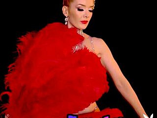 Hey skinny big boobed blonde milf Miranda wanna see you shine in that slutty burlesque costume stripping?