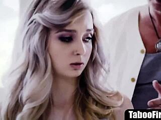 sleazy stepuncle fingers his teen stepniece then fucks her shaved pussy hard