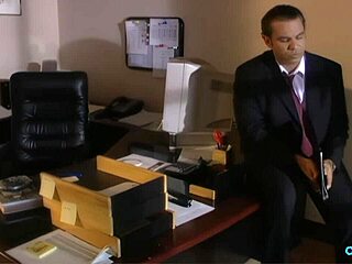 Boss hardcore fucks blonde secretary's shaved tight cunt doggystyle