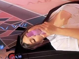 college girl rocks her dildo slow teasing her wet spot