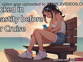 Your GF locks you in chastity before cruise 😈 rips clothes for fun