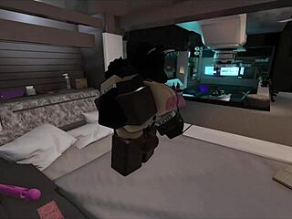 Submissive whore loves bbc monster cock slamming her big tits ass in roblox condo game