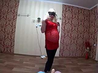 pregnant milf strips then strap-on fucks lesbian's juicy hairy ass pov