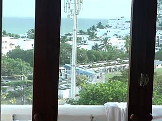 On the beach, stepson strokes endlessly as mature housewife flaunts her curves teasingly