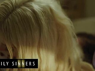 hot blondie fucks stepbro doggystyle and cowgirl after boyfriend dumps her on bed