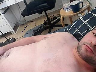 Hot European guy drenched in cum after intense session