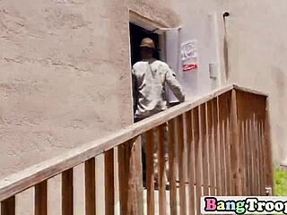 military group in uniform gives interracial handjobs in this reality gay scene