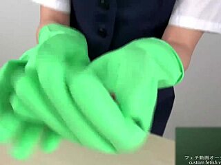 Feel that latex glove stroking your cock