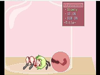 A girl in a bunny costume performs a scene in a hentai series called Girl in the Bottle