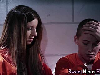 Big-Titted Inmate Gets Her Ass Licked by Lesbian Teen in Prison