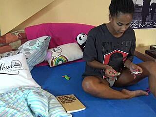 Isabella Reads in T-Shirt and Panties Showing Sexy Legs and Ass