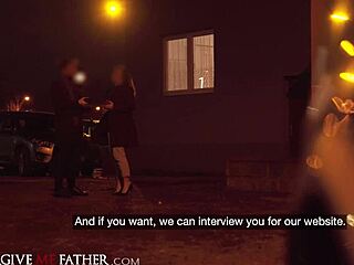 waitress on break with natural tits gets roughly fucked in van after pickup