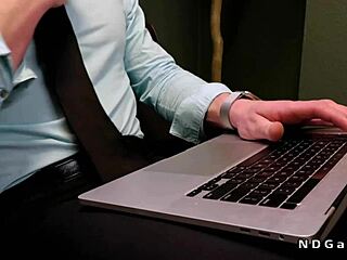 Muscular gay co-workers rimjob and anal fuck in office.