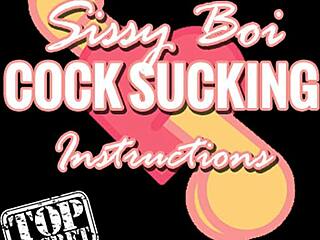Sissy boy gets tips on how to give a blowjob