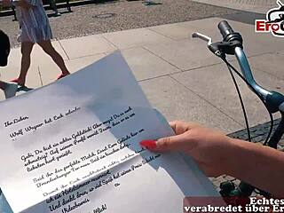 European blonde on outdoor street date with pickup casting