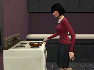 Japanese stepmom catches stepson masturbating. She gets horny and fucks him.