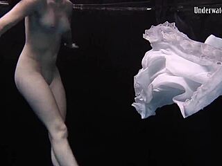 Andrejka performs astonishing underwater moves in the shower.