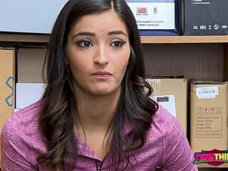 Officer sticks big cock in emily's hungry pussy at work.