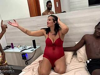 Pregnant Woman at Eight Months Fucks Two Guys Hard