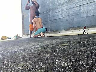 Daddyblackxxx1 FUCKS Ericsockz OUTDOORS!